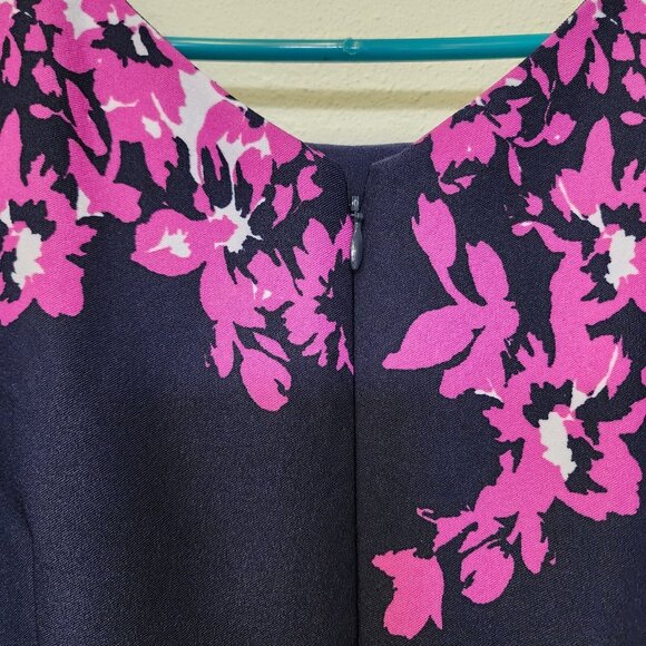 Maya Brooke Dress 2pc Jacket 10 Navy Pink Midi Mother Bride Groom Wedding Event - Picture 7 of 16